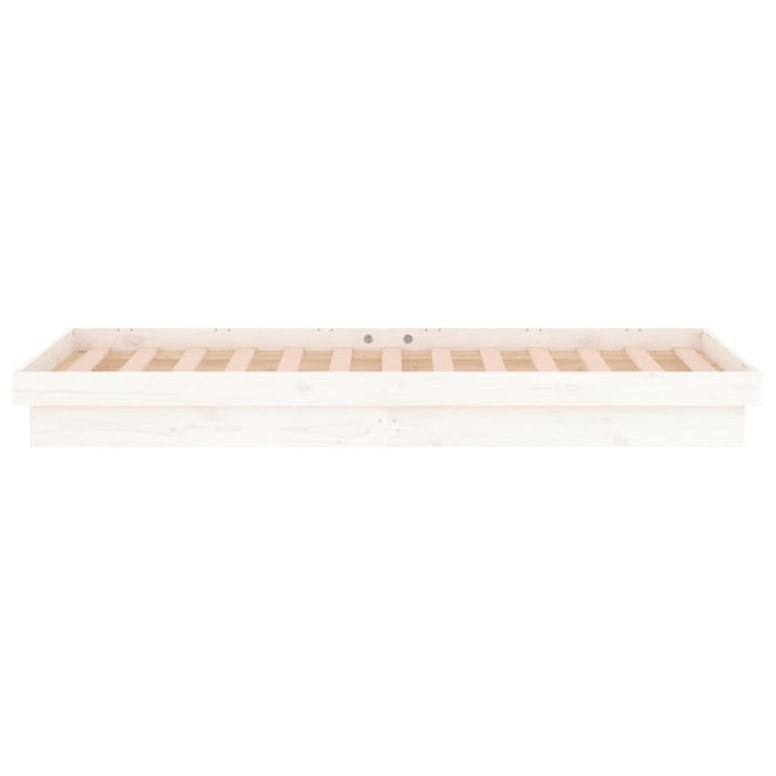 LED Bed Frame without Mattress White 100x200 cm Solid Wood