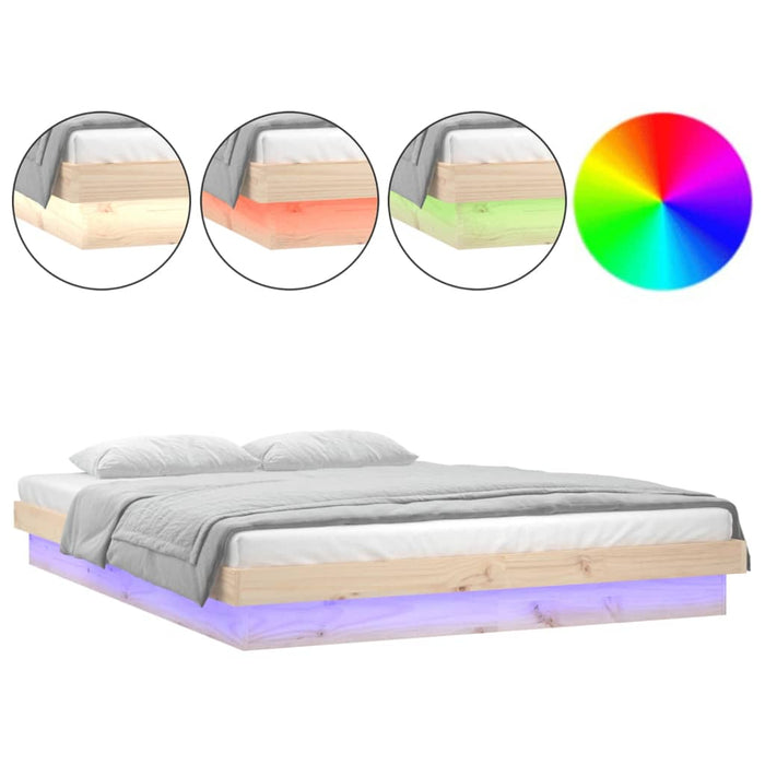 LED Bed Frame without Mattress 120x200 cm Solid Wood