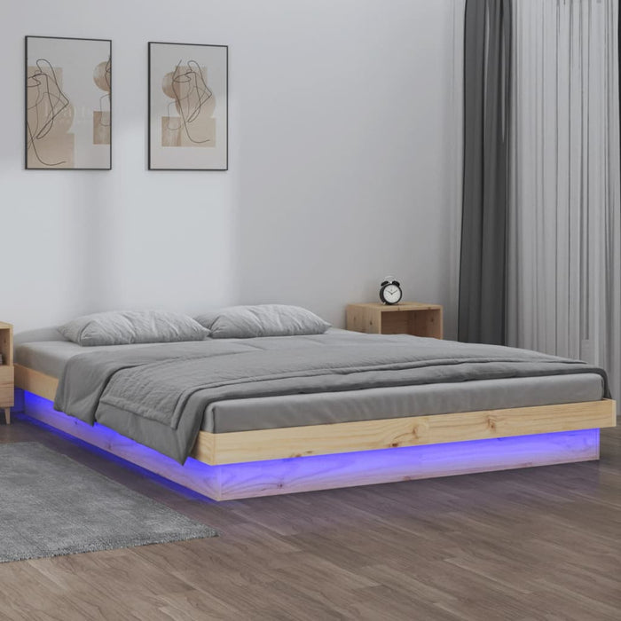 LED Bed Frame without Mattress 120x200 cm Solid Wood