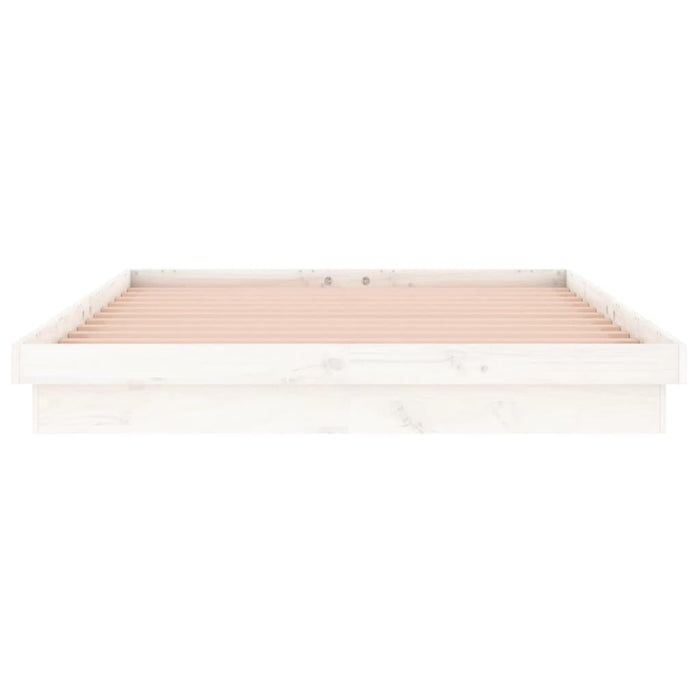 LED Bed Frame without Mattress White King Size Solid Wood