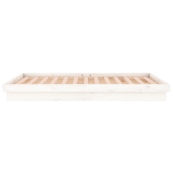 LED Bed Frame without Mattress White King Size Solid Wood