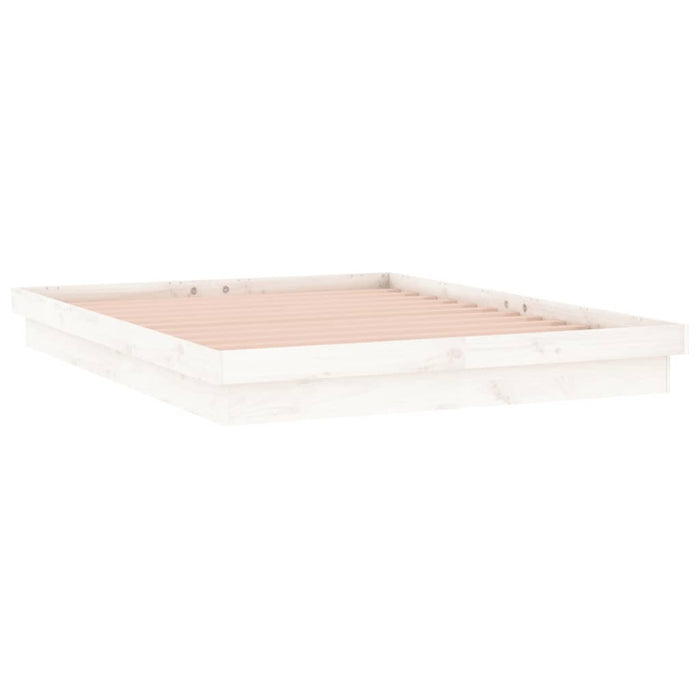 LED Bed Frame without Mattress White Super King Solid Wood