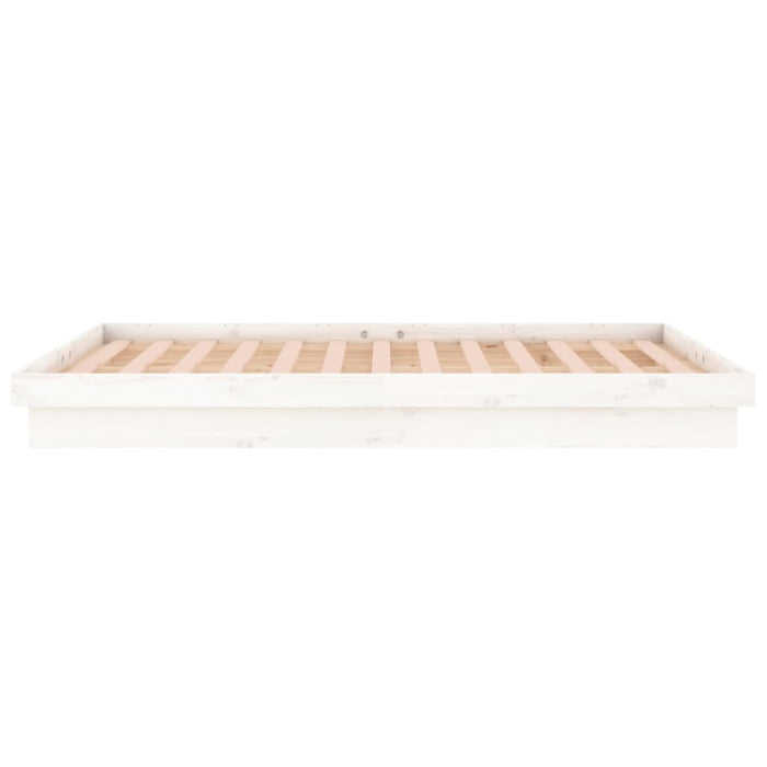 LED Bed Frame without Mattress White 200x200 cm Solid Wood