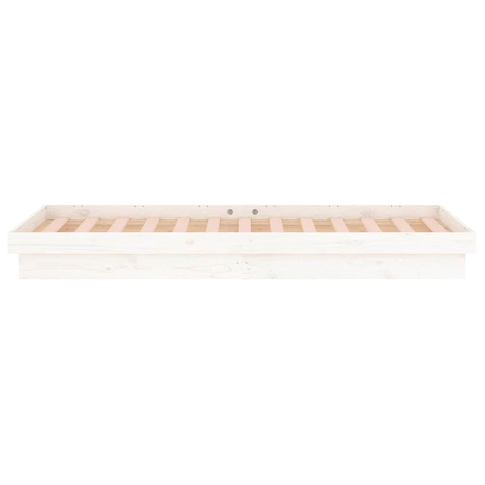 LED Bed Frame without Mattress White Small Single Solid Wood