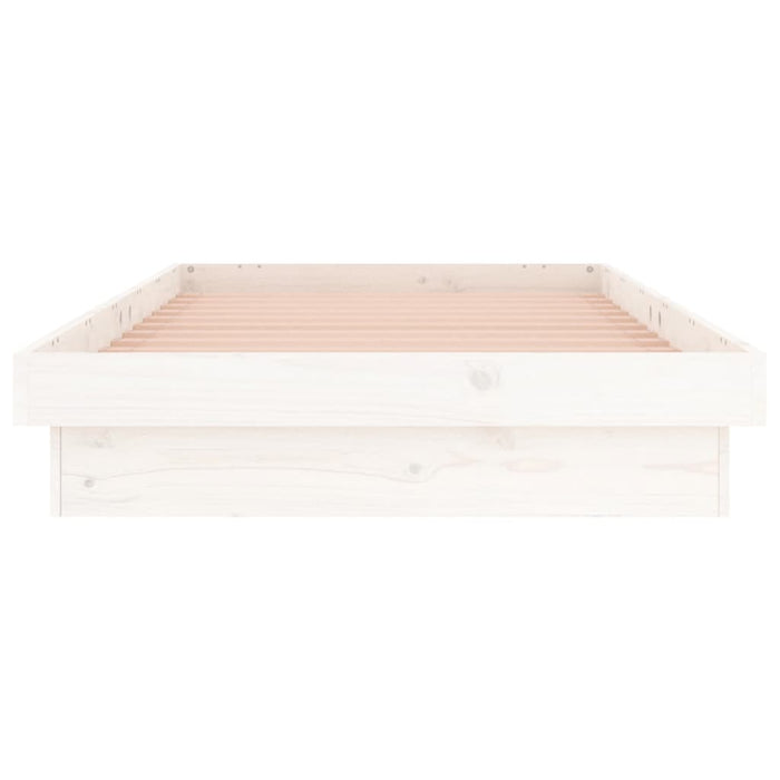 LED Bed Frame without Mattress White Single Solid Wood