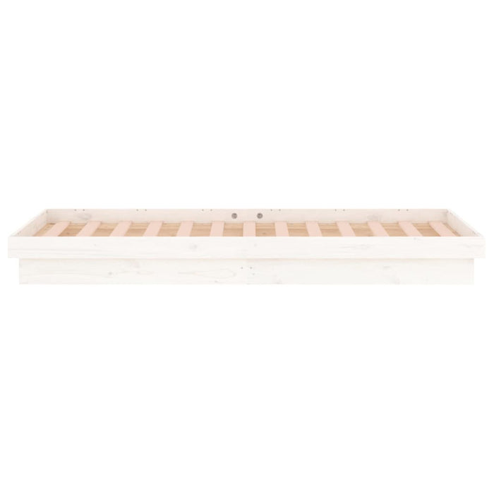 LED Bed Frame without Mattress White Single Solid Wood