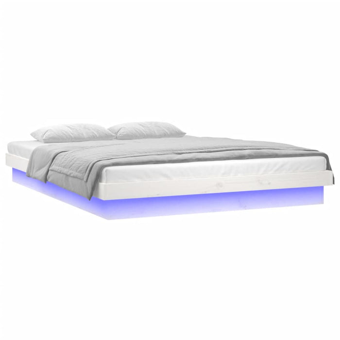 LED Bed Frame without Mattress White Small Double Solid Wood