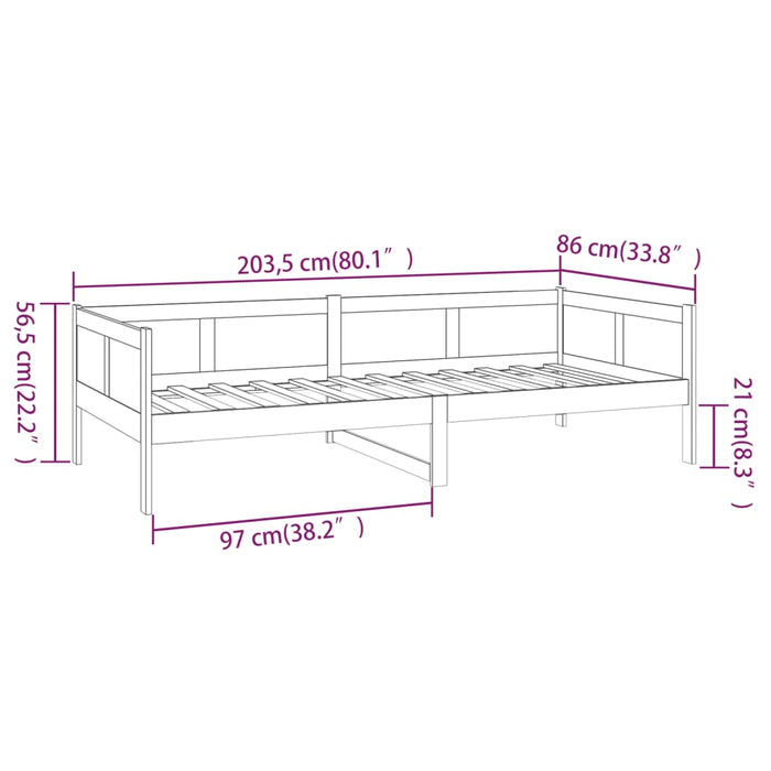 Day Bed without Mattress Honey Brown Solid Wood Pine 80x200 cm