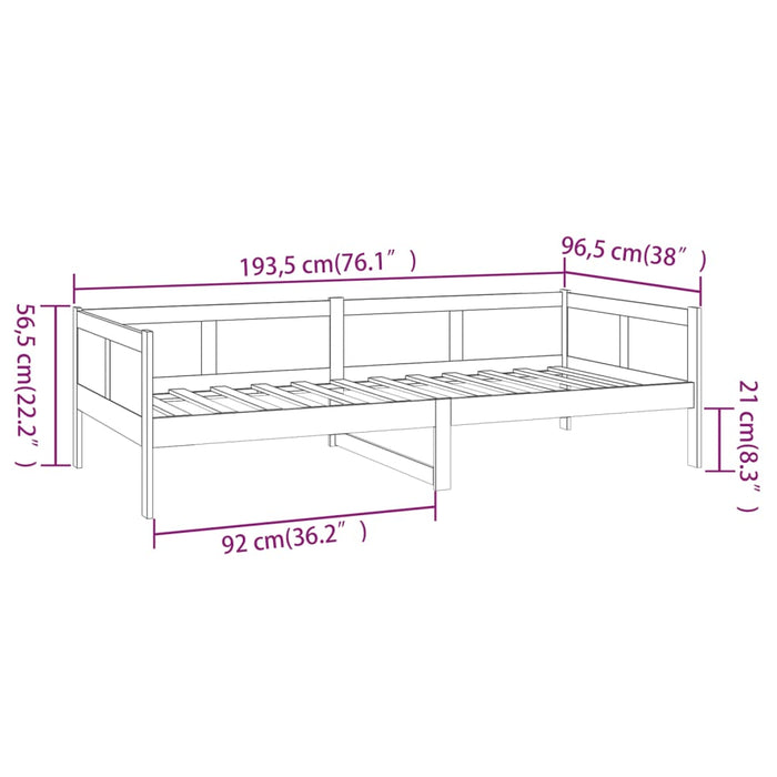 Day Bed without Mattress Honey Brown Solid Wood Pine 90x190 cm Single