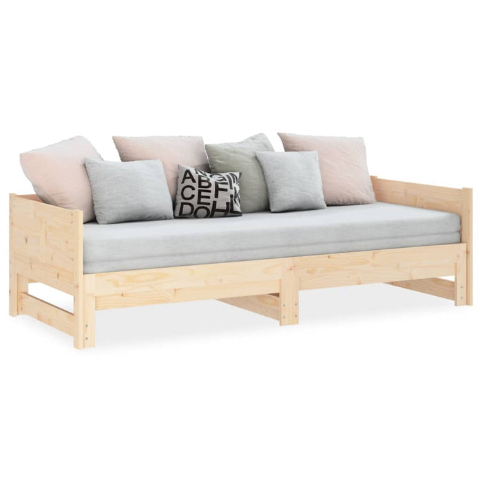 Pull-out Day Bed without Mattress Solid Wood Pine 2x(90x200) cm