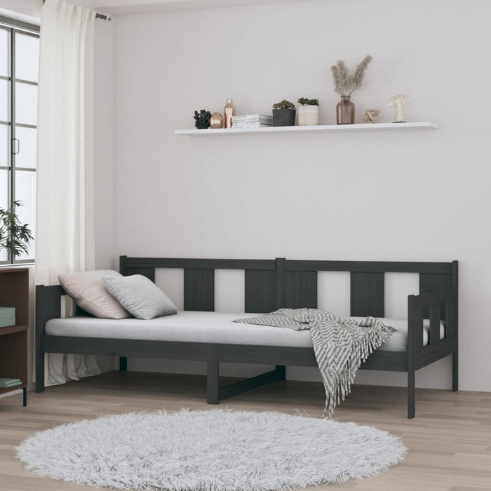 Day Bed without Mattress Grey Solid Wood Pine 80x200 cm