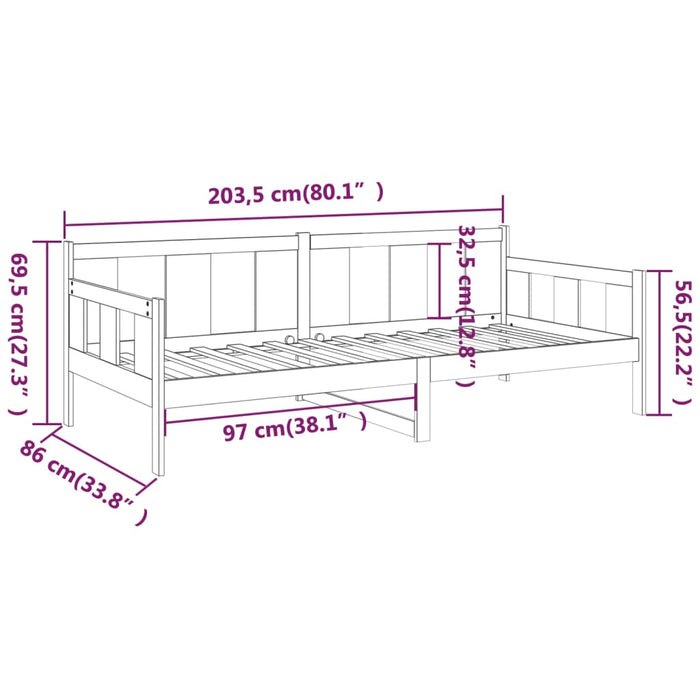 Day Bed without Mattress Grey Solid Wood Pine 80x200 cm