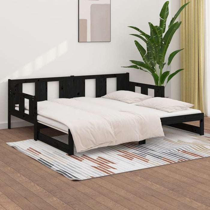 Pull-out Day Bed without Mattress Black 2x(80x200) cm