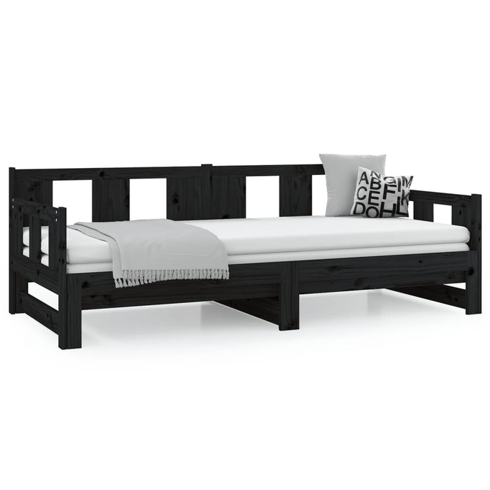 Pull-out Day Bed without Mattress Black 2x(80x200) cm