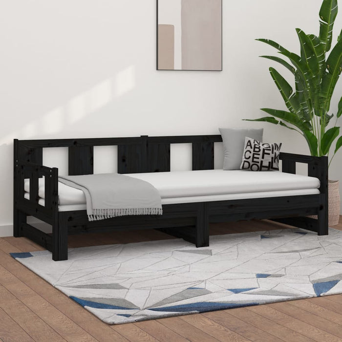 Pull-out Day Bed without Mattress Black 2x(80x200) cm