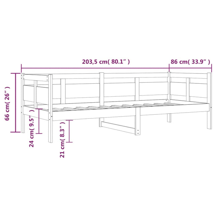 Day Bed without Mattress Honey Brown Solid Wood Pine 80x200 cm