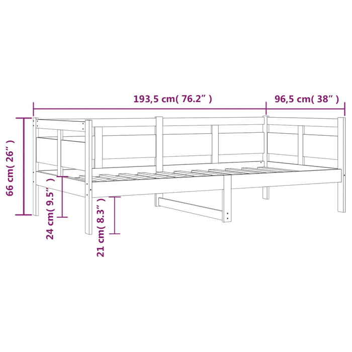 Day Bed without Mattress White Solid Wood Pine 90x190 cm Single