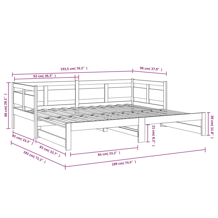 Pull-out Day Bed without Mattress White 2x(90x190) cm