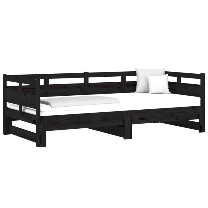 Pull-out Day Bed without Mattress Black 2x(90x190) cm