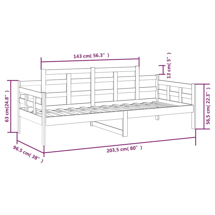 Day Bed without Mattress Solid Wood Pine 90x200 cm