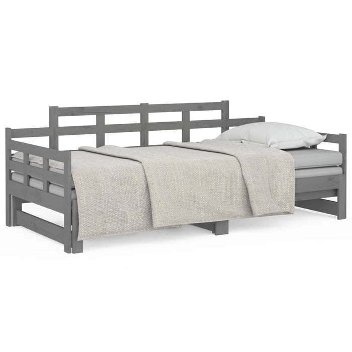 Pull-out Day Bed without Mattress Grey 2x(90x200) cm