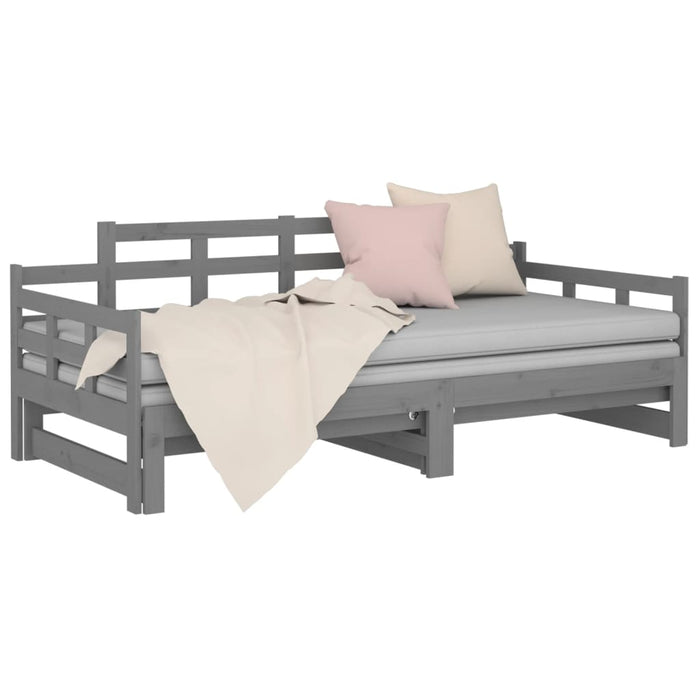 Pull-out Day Bed without Mattress Grey 2x(90x200) cm