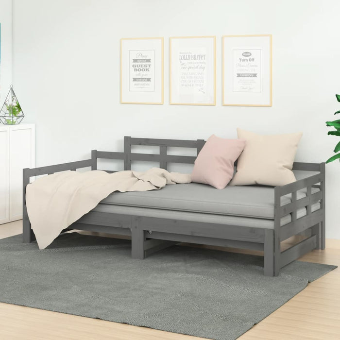 Pull-out Day Bed without Mattress Grey 2x(90x200) cm