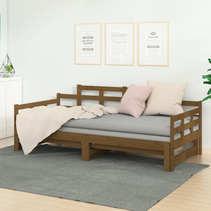 Pull-out Day Bed without Mattress Honey Brown 2x(90x200) cm