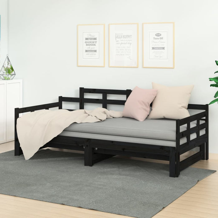 Pull-out Day Bed without Mattress Black 2x(90x200) cm