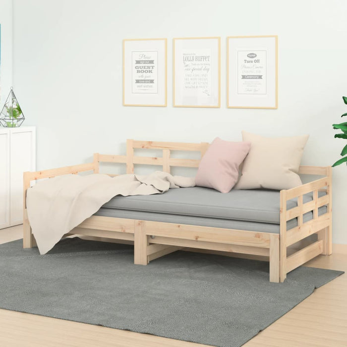 Pull-out Day Bed without Mattress Solid Wood Pine 2x cm