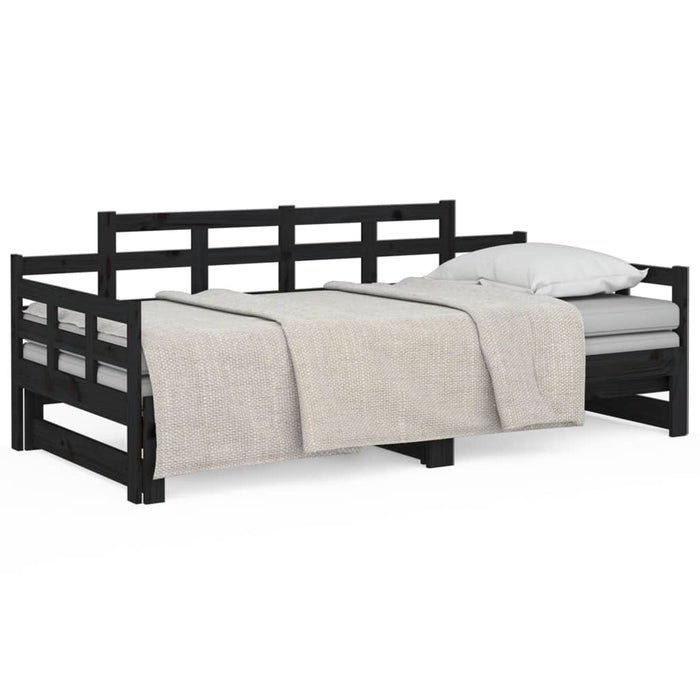 Pull-out Day Bed without Mattress Black 2x(90x190) cm