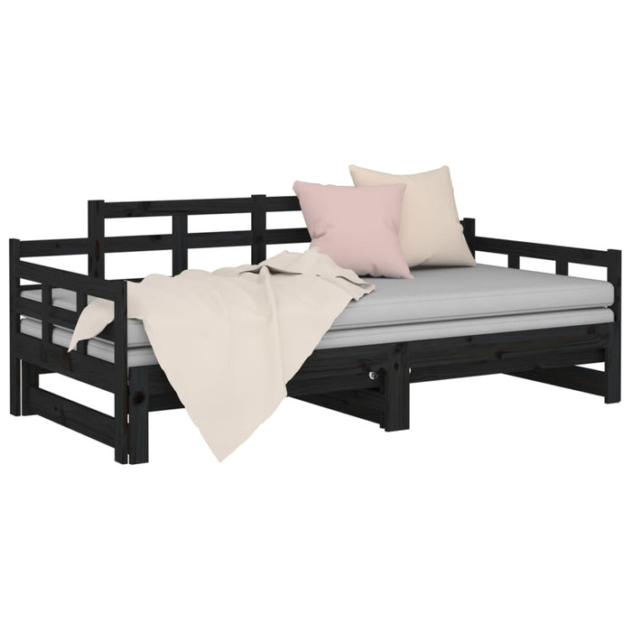 Pull-out Day Bed without Mattress Black 2x(90x190) cm