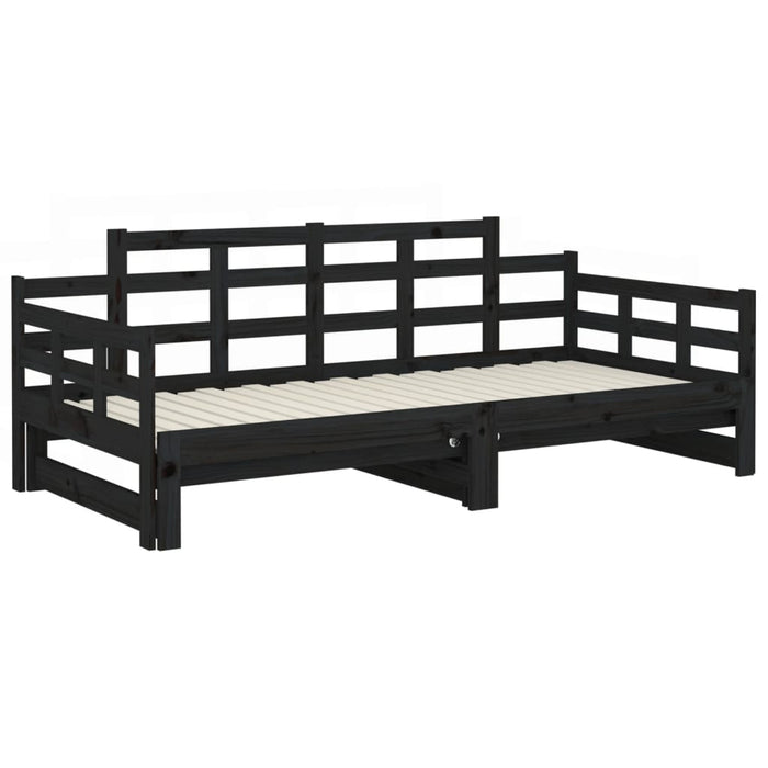 Pull-out Day Bed without Mattress Black 2x(90x190) cm