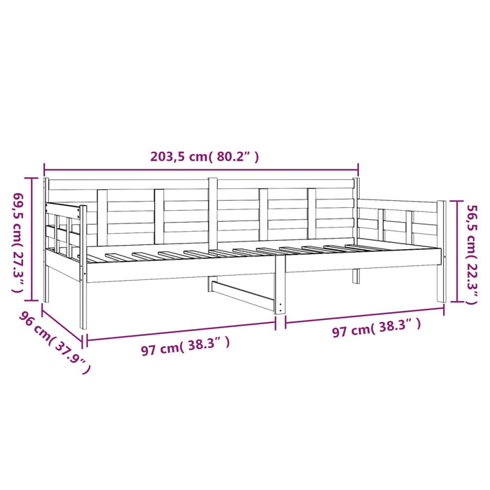 Day Bed without Mattress White Solid Wood Pine 90x200 cm