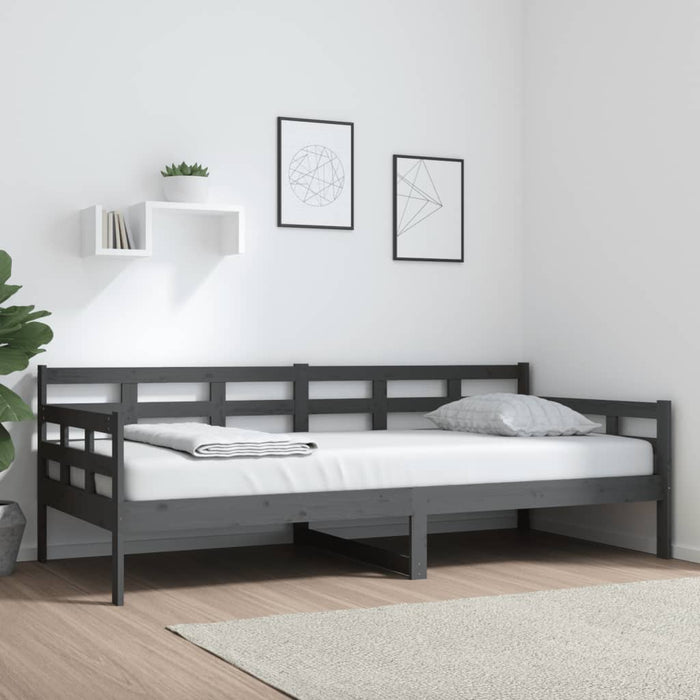 Day Bed without Mattress Grey Solid Wood Pine 90x200 cm