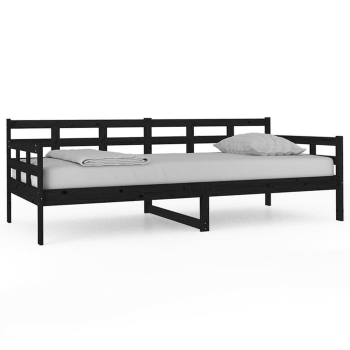 Day Bed without Mattress Black Solid Wood Pine 90x200 cm