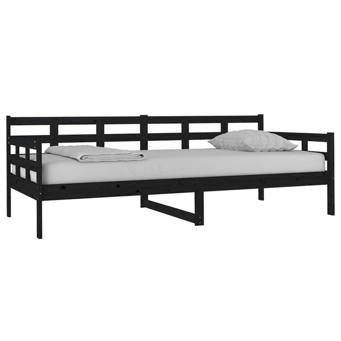 Day Bed without Mattress Black Solid Wood Pine 90x200 cm