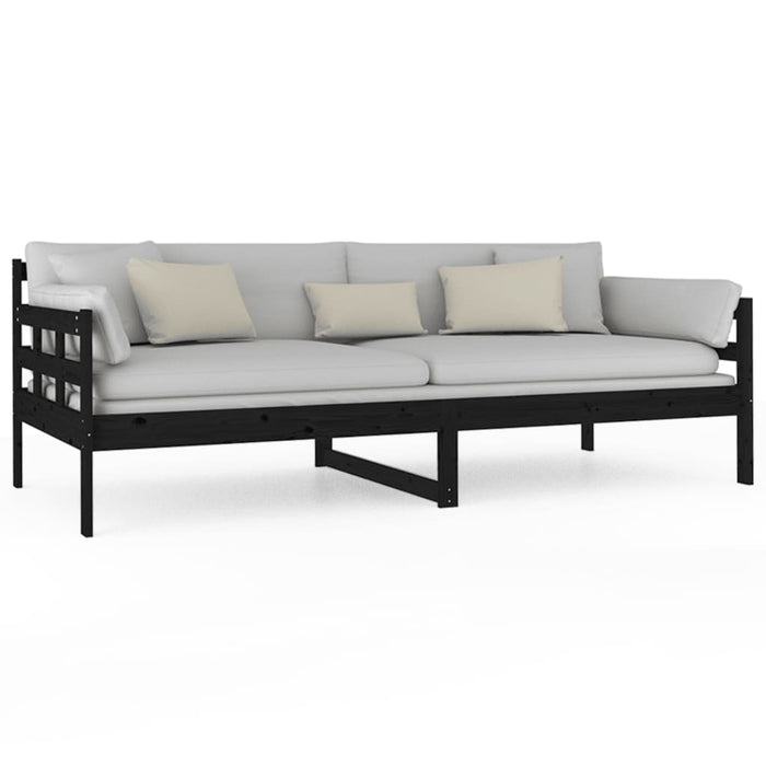 Day Bed without Mattress Black Solid Wood Pine 90x200 cm