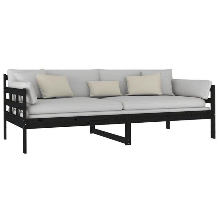 Day Bed without Mattress Black Solid Wood Pine 90x200 cm