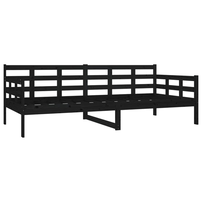 Day Bed without Mattress Black Solid Wood Pine 90x200 cm