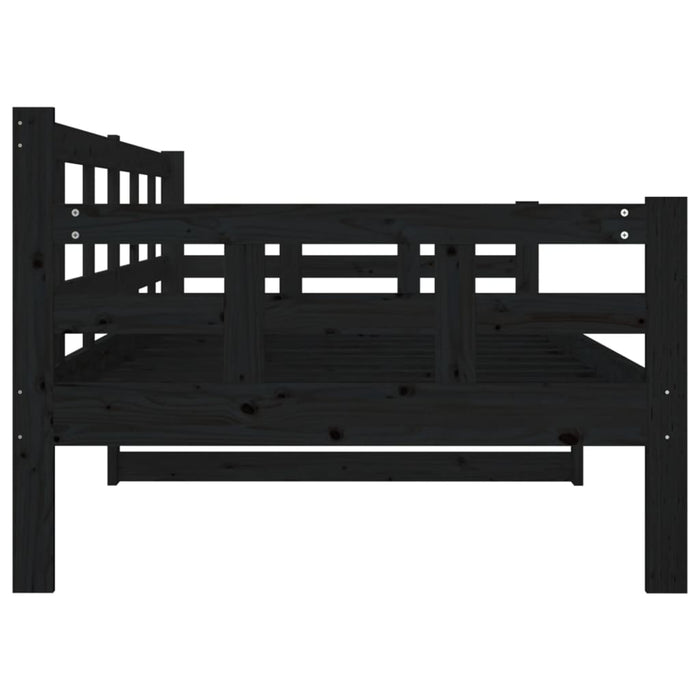 Day Bed without Mattress Black Solid Wood Pine 90x200 cm