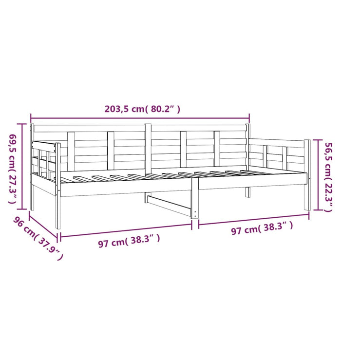 Day Bed without Mattress Black Solid Wood Pine 90x200 cm