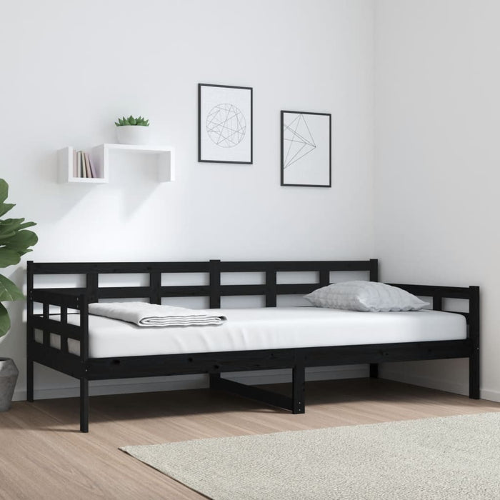 Day Bed without Mattress Black Solid Wood Pine 90x200 cm