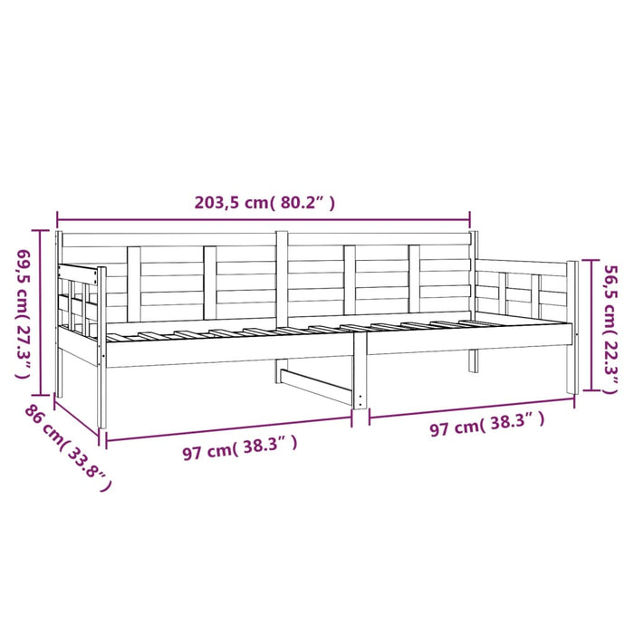 Day Bed without Mattress White Solid Wood Pine 80x200 cm