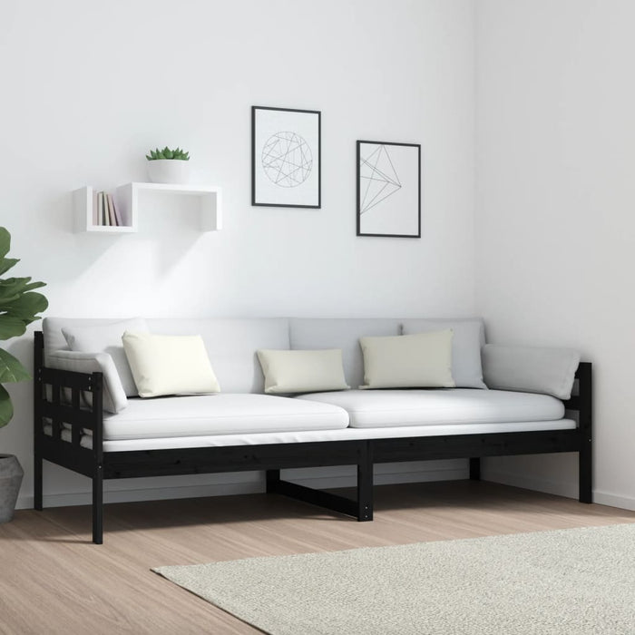 Day Bed without Mattress Black Solid Wood Pine 80x200 cm