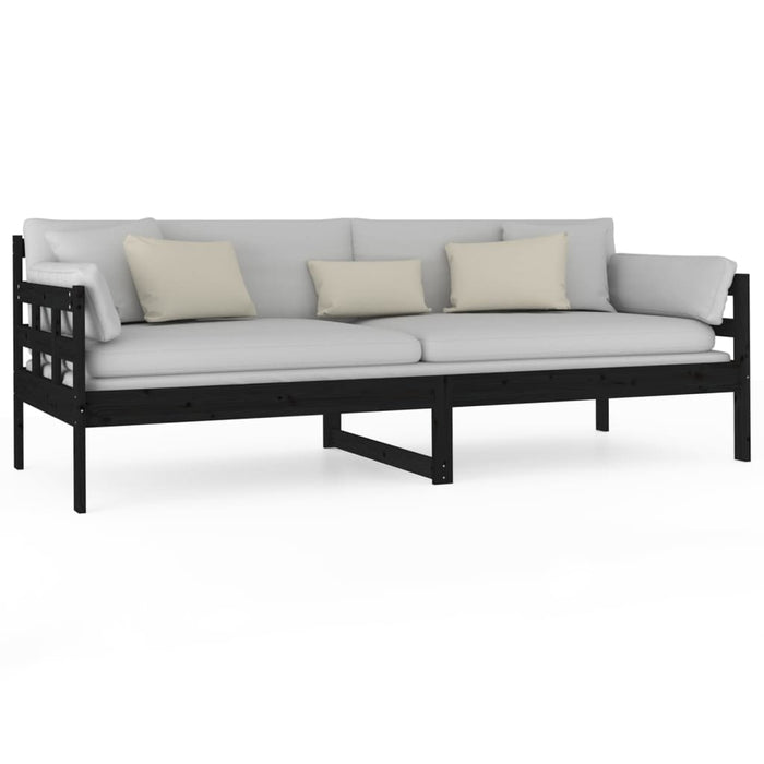 Day Bed without Mattress Black Solid Wood Pine 80x200 cm