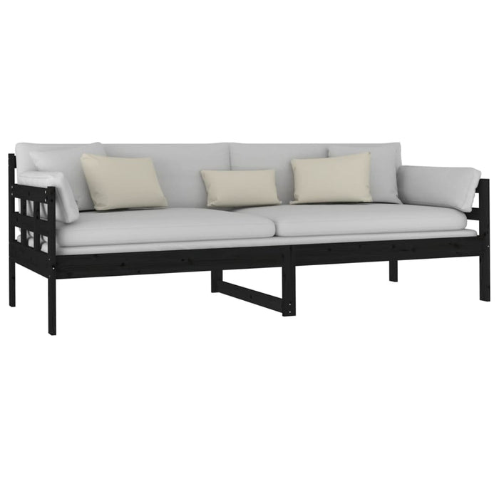 Day Bed without Mattress Black Solid Wood Pine 80x200 cm