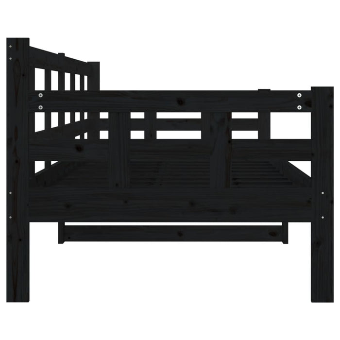 Day Bed without Mattress Black Solid Wood Pine 80x200 cm