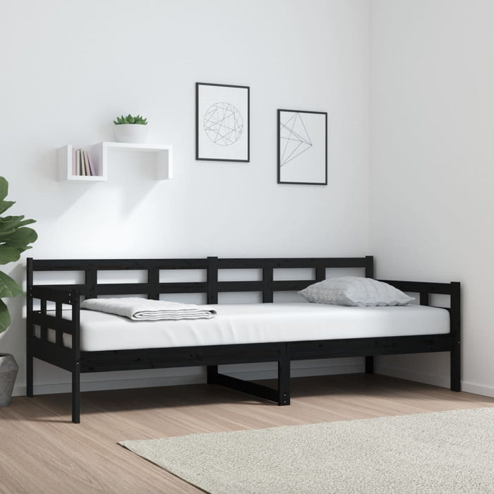 Day Bed without Mattress Black Solid Wood Pine 80x200 cm