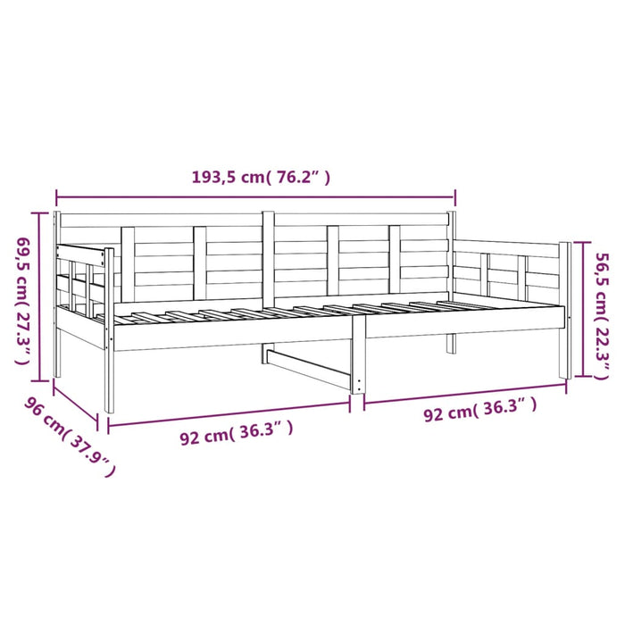 Day Bed without Mattress White Solid Wood Pine 90x190 cm Single